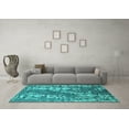 thumbnail image 3 of Ahgly Company Machine Washable Indoor Square Oriental Turquoise Blue Industrial Area Rugs, 5' Square, 3 of 4