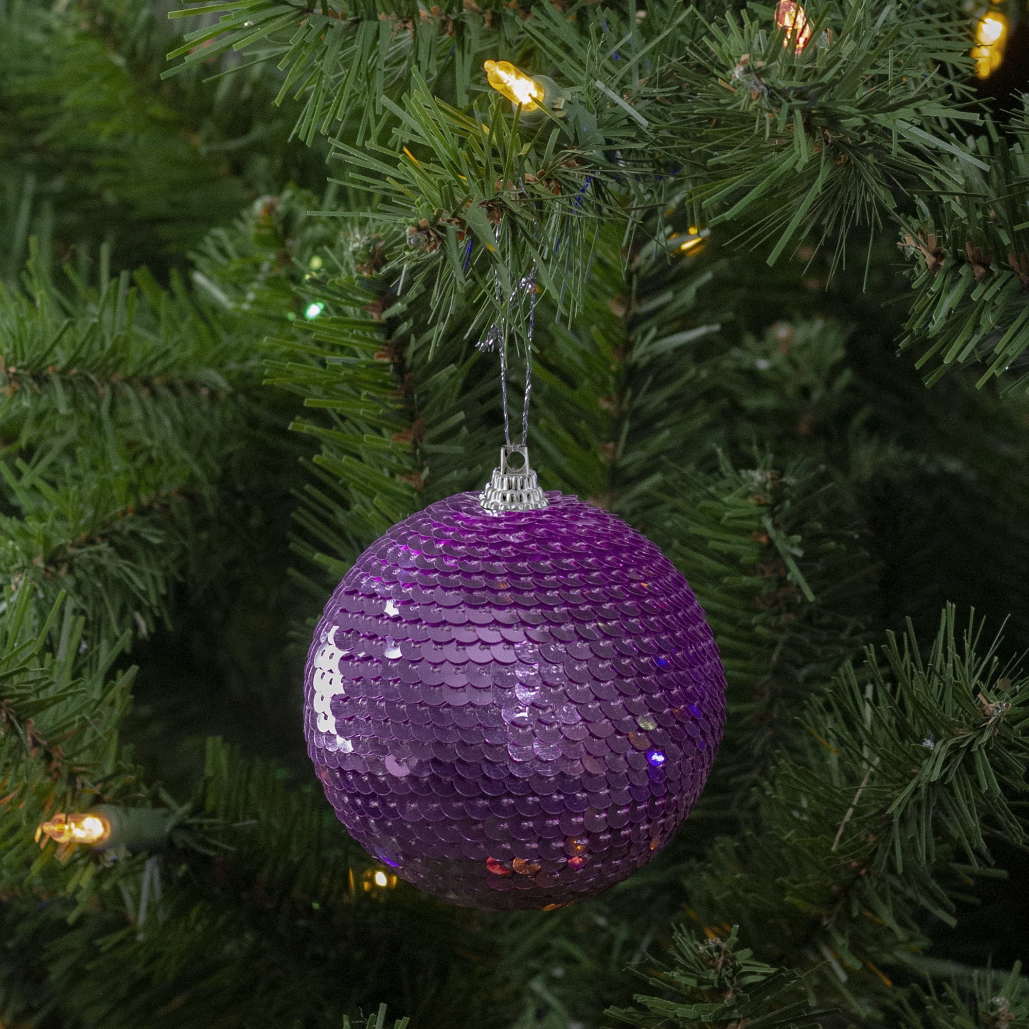 Pink Sequin Shatterproof Ball Christmas Ornament 3.14" (80mm)