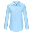 thumbnail image 4 of Womens Shirts Womens Fashion Tops Women's Fashion Lapel Long Sleeve Linen Button Down Slim Fit Shirt 1, 4 of 4