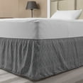 thumbnail image 1 of Aztec Bed Skirt, Pattern of Symmetric Tribal Inspired Streaks and Motifs in Greyscale Tones, Elastic Bedskirt Dust Ruffle Wrap Around for Bedding Decor, 4 Sizes, Pale Grey and Dimgray, by Ambesonne, 1 of 2