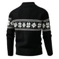 thumbnail image 3 of Men's Full Zip Cardigan Snowflakes Pattern Sweater Long Sleeve Stand Collar Knitted Cardigans for Casual Christmas (XL, Black), 3 of 5