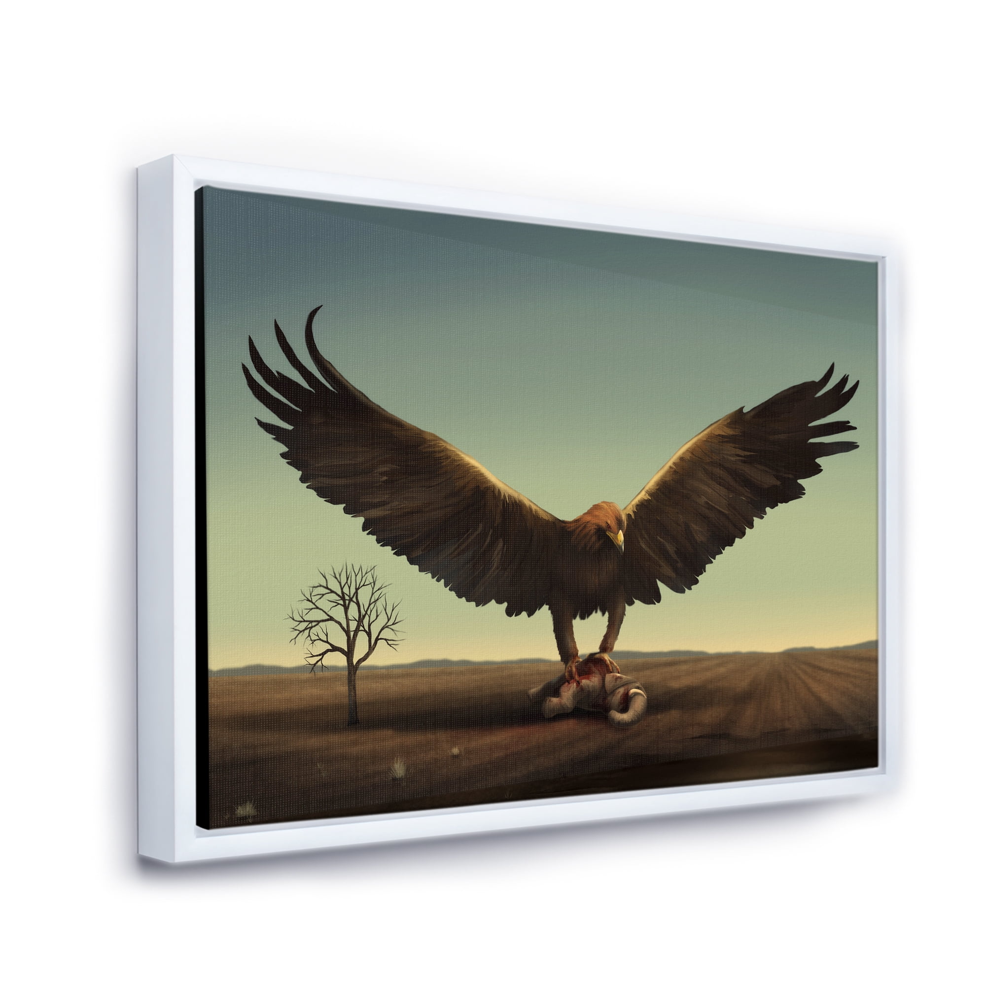 Designart 'Open Wings Roc Bird in Wild' Farmhouse Framed Canvas Wall Art Print