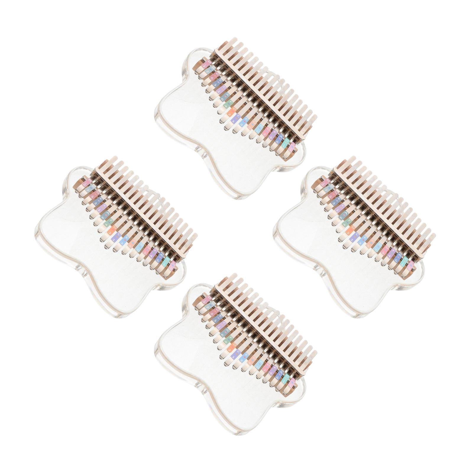 Masteelf 4pcs Transparent 17-Key Thumb Piano with Tuning Hammer Portable Kalimba for Beginners Thumb Piano Portable Kalimba Hand Piano Musical Instrument
