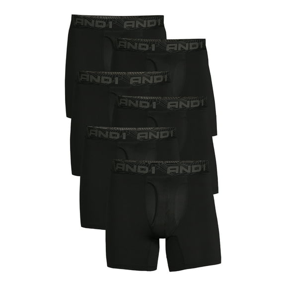 AND1 Men's Underwear Pro Platinum Boxer Briefs, 6 Pack, 6"