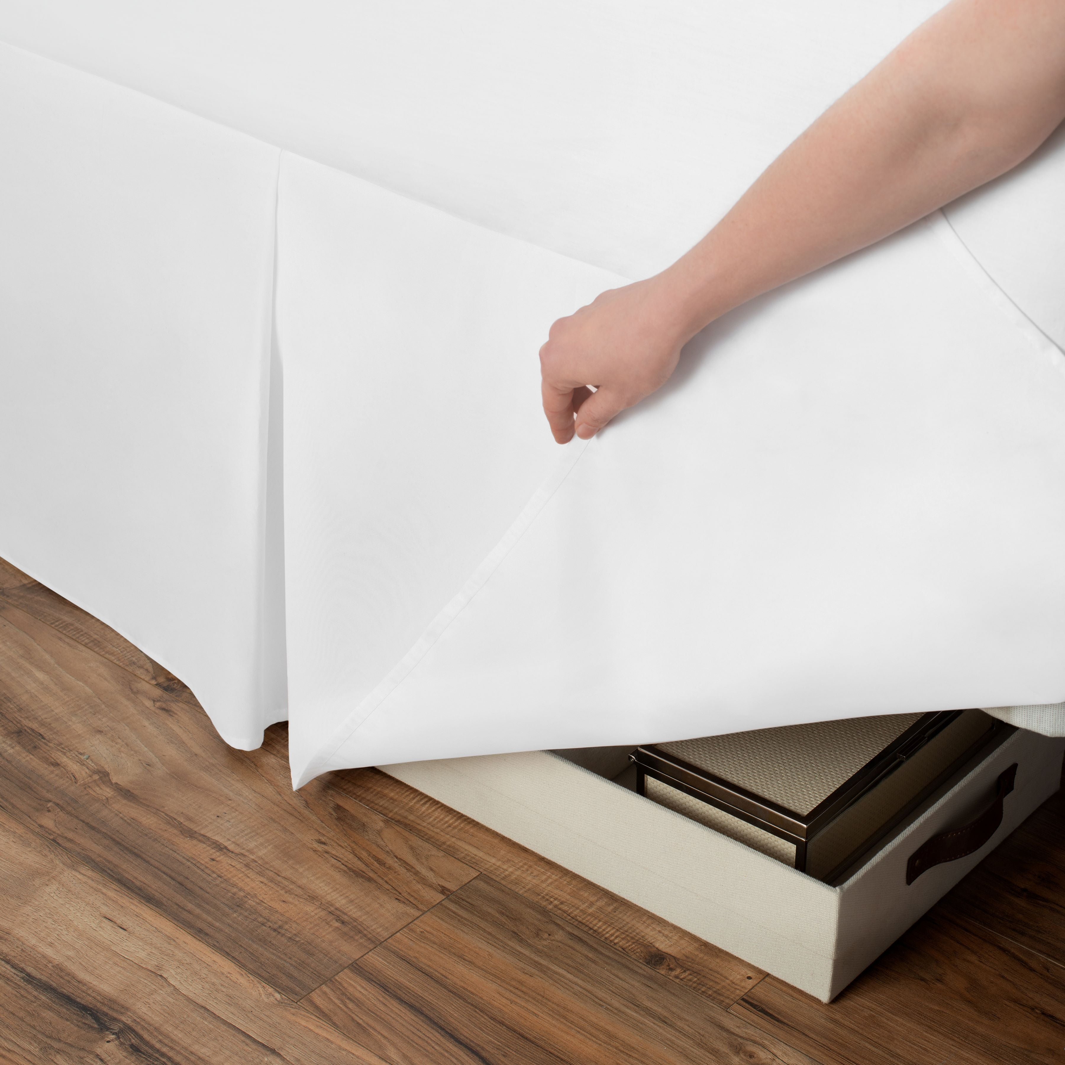 Space Maker Extra-Long Bed Skirt, 21’ Drop, White, Queen
