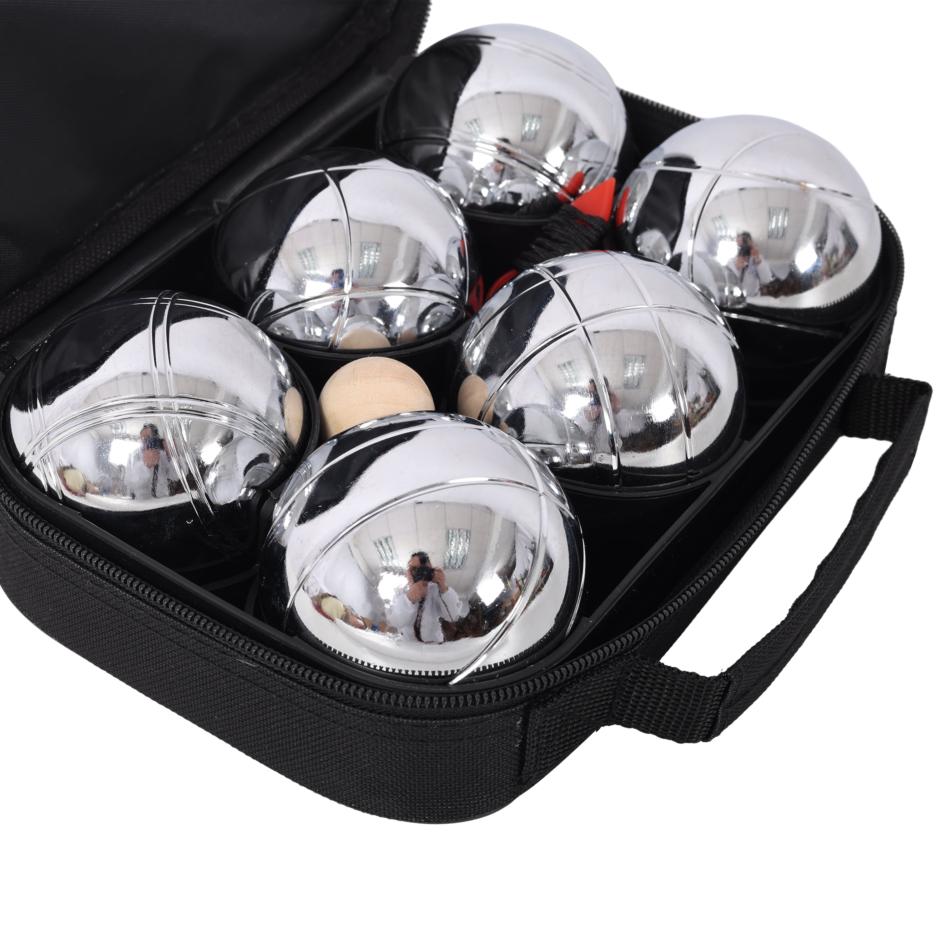 , Boules Set Large Action Game, Outdoor, Beach, Lawn Backyard Family Party Games for Adults, Black ,Steel ,