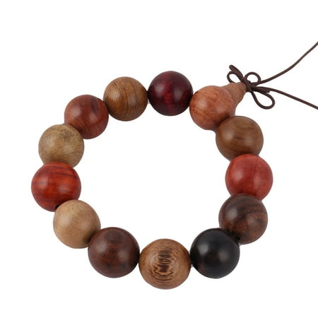 Wood Bangle - Unisex Wood Round Stretchy Buddha Bead Prayer Bangle Bracelet Colorful 18mm Dia