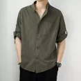 thumbnail image 1 of Camisa Cuello Mao Lino Hombre 3/4 Larga Manga, Con Botones, 1 of 4