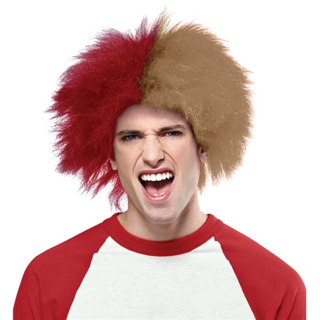 Sports Fun Red Gold Wig Costume