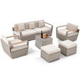 thumbnail image 5 of Homrest 6-Piece Rattan Outdoor Sectional Sofa Set with Coffee Table and Ottoman, Light Gray, 5 of 9