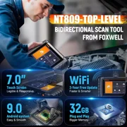 FOXWELL NT809 Car Diagnostic Scan Tool OBD2 Scanner Bi-Directional & Active Test Full System Code Reader with 30+ Maintenances 3-Year Update
