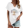 thumbnail image 3 of Trendfront Womens Tree Of Life Tops Graphic Print V Neck Casual Short Sleeve Loose Fit Tee Trendy Fashion T Shirts Pullover Daily Wear, 3 of 5