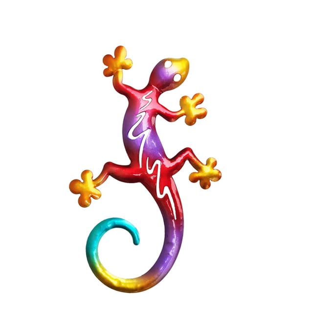 Arte De Pared Gecko De Metal, Lagarto De Metal Hueco De Hierro Forjado Para Colgar En La Pared, Decoración De Jardín Para El Hogar Para Fijar En Árboles Y Vallas Minnieouse HA042565-02