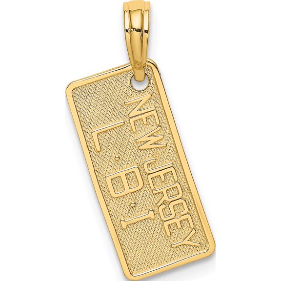 14K Yellow Gold New Jersey-Lbi (Long Beach Island) License Plate Charm (24.35 X 8.15) Made In United States k7945