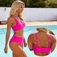 thumbnail image 5 of Fmbrln Bikini Sets for Women with Skirts 2 Piece Swimsuits Fashion V Neck Adjustable Strap Side Drawstring Ruffle Hem Solid Bathing Suits, 5 of 9