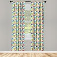 thumbnail image 3 of Ambesonne Colorful Curtains, Wild Dinosaur Cartoon, Pair of 28"x84", Multicolor, 3 of 5