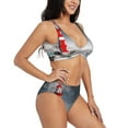 thumbnail image 2 of Kdxio 3d Lighthouse in the Surf Print Women's 2 Piece High Waisted Wrap Spaghetti Strap Summer Swimsuit Bikini Set-Small, 2 of 7