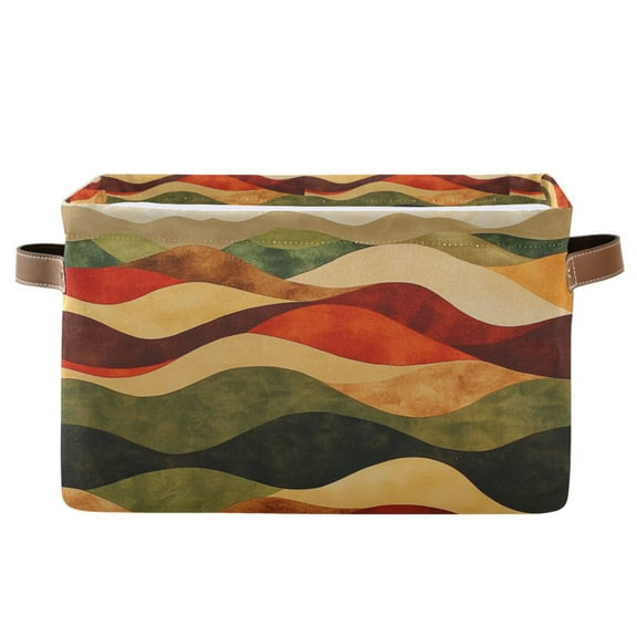 Yayeee Canvas Storage Basket with Handles for Shelves Fabric Bins Closet Organizer, Abstract Desert Pattern