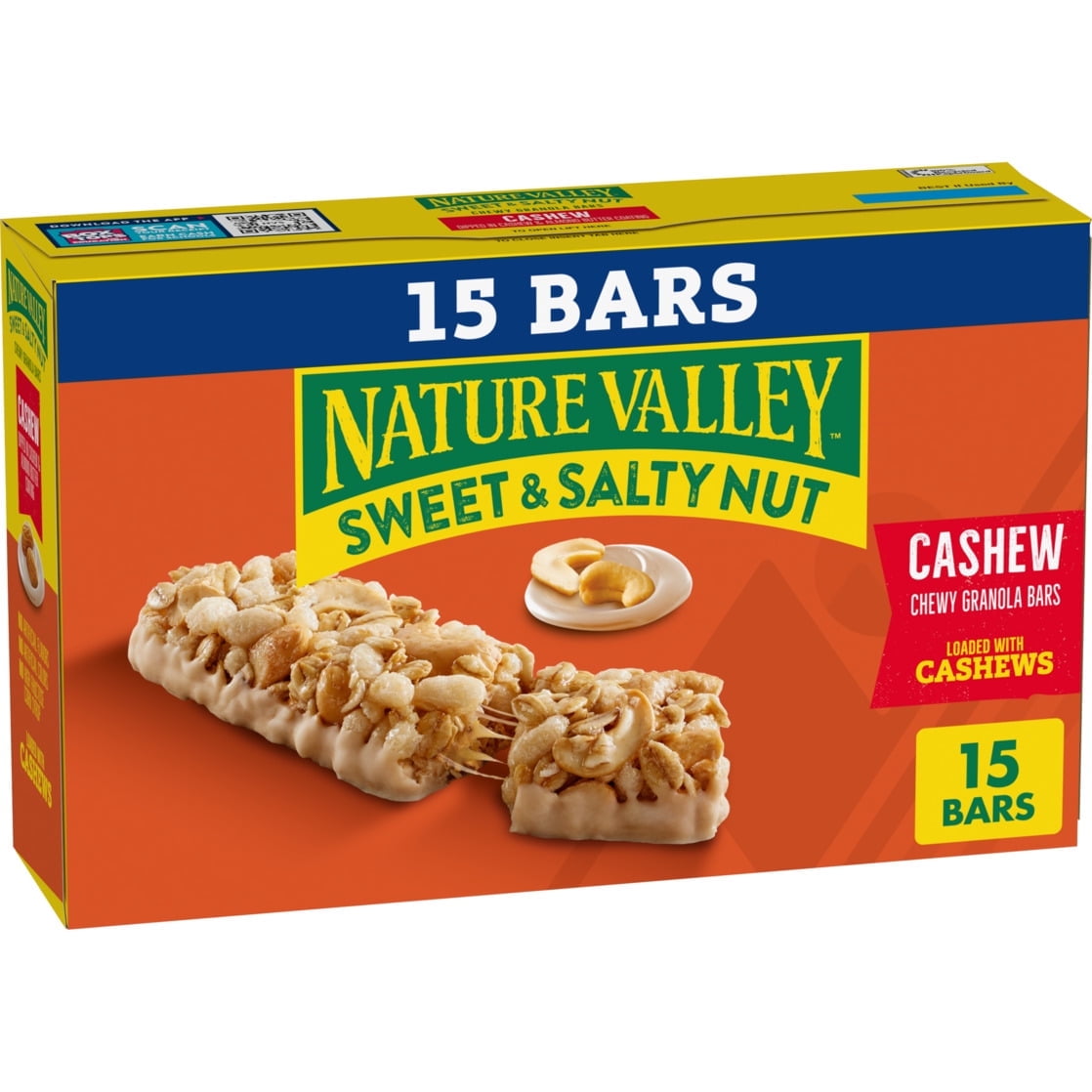 Pack of 3 Nature Valley Sweet & Salty Cashew Granola Bars, 15 Bars Each, 18 oz  with free Cocoa Mix Sachet by valueNest