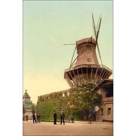 24"x36" Gallery Poster, Sanssouci (Potsdam) - historical windmill 1890-1905