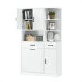 thumbnail image 4 of Euroco Tall Freestanding Storage Cabinet with Drawers and Doors, Adjustable Shelves, Flip Drawer Design, Modern Organizer Cabinet for Bathroom, Living Room, or Office, White MDF Cabinet, 4 of 9