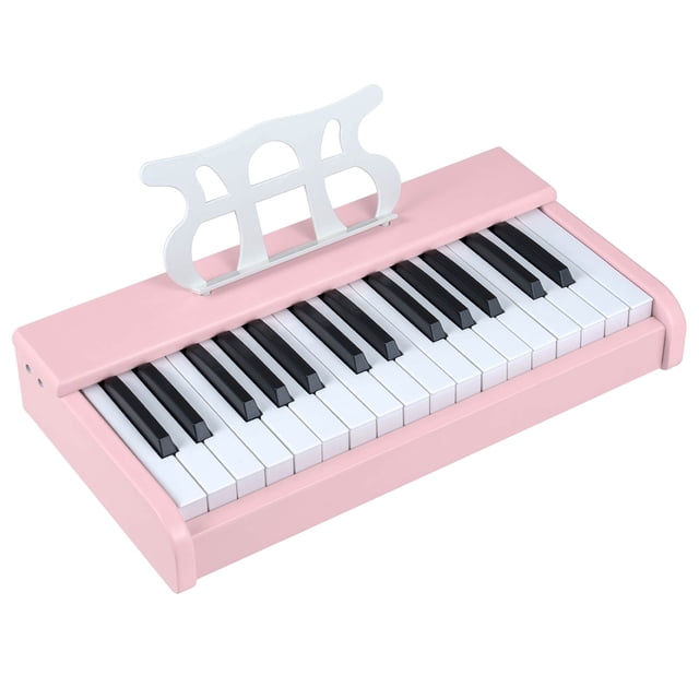 Costway 30 Keys Kids Piano Keyboard with Removable Music Stand, One-key Start Function Pink