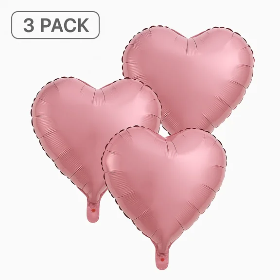 Rose Gold Heart Balloons 3 Pack Party Decor Balloons
