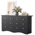 thumbnail image 3 of Homall 6 Drawer Dresser for Bedroom, Wood Double Chest of Drawers with Metal Handles, Wide Storage Cabinet Organizer for Living Room, Black, 3 of 10