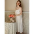 thumbnail image 3 of Defitshape Women's Cotton Victorian Nightgown Sleeveless Chemsie Soft Long Sleep Dress Vintage Summer Sleepwear V Neck Cute Spring Cami Nighties White Small, 3 of 5
