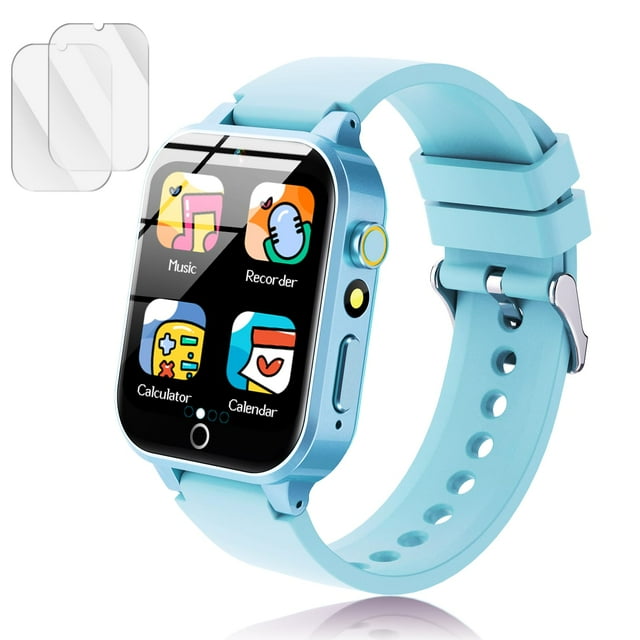 Reloj inteligente Luyiilo para niños con juegos de rompecabezas, cámara HD azul