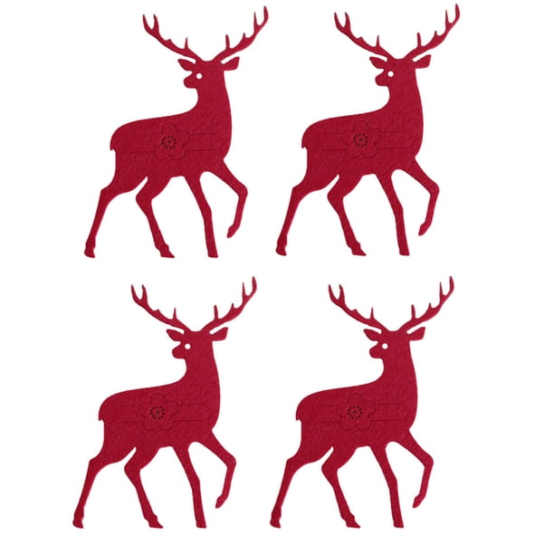 Inteprter 4 Uds bolsa de cubiertos de Navidad de tela lindo portátil reutilizable hogar comedor decorativo cuchara tenedor cubiertos regalo Kits de decoración para fiestas Rojo