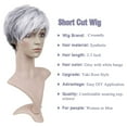 Creamily Grey Short Wigs for Women Synthetic Pixie Cut Wigs with Bangs