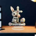 thumbnail image 7 of AuroraX Acrylic Easter Bunny Tabletop Decor Cute Animal Rabbit and Cross Figurine for Spring Home Decoration Modern Holiday ornament for Office Desk and Shelf, 7 of 7