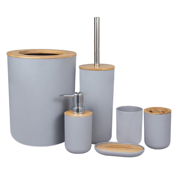 Juego de Baño de 6 Piezas Accesorios de Loción Bandeja de Jabón gris Sunnimix