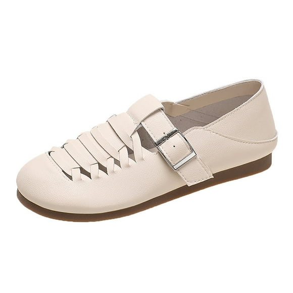 TOWED22 Women's Casual Flats for Women Mesh Comfortable Slip on Flats Shoes Square Toe Classic Cute Ballet Flats Shoes(Beige,6.5)