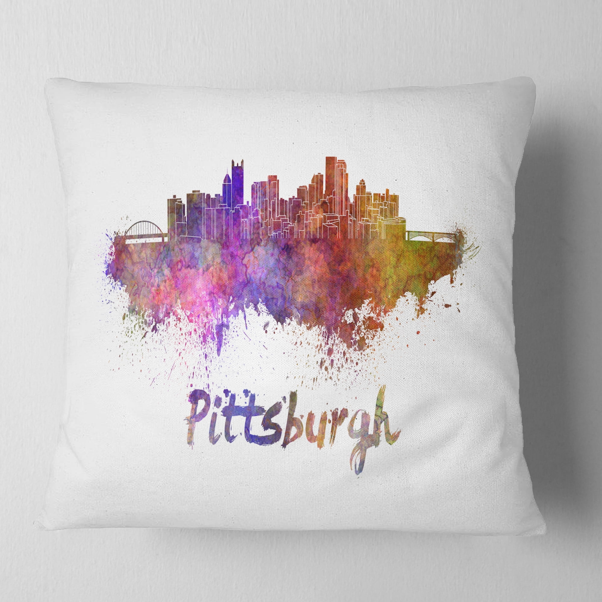 Designart Pittsburgh Skyline - Cityscape Throw Pillow - 16x16