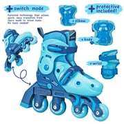 Roller Derby Boys Switch 2-in-1 Combo Adjustable Skate Size Medium (13-3) with Protective
