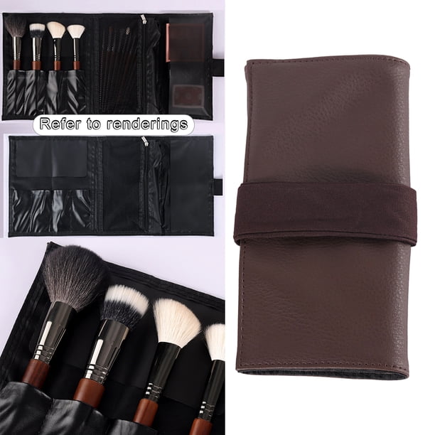 Bolsa de brochas de maquillaje con bolsa pequeña profesion con correa para cinturón Estuche rodante Soporte de almacenamiento de brochas cosméticas marrón Salvador bolsas de pincel de maquillaje