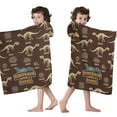 thumbnail image 4 of Brown Cartoon Dinosaurs Fossils Pattern Hooded Bath Towel，50"x30" for Ages 3 To 12 Kids, Quick Dry Lightweight Soft Microfiber Hood Beach Towel Cover Up for Kids, 4 of 7