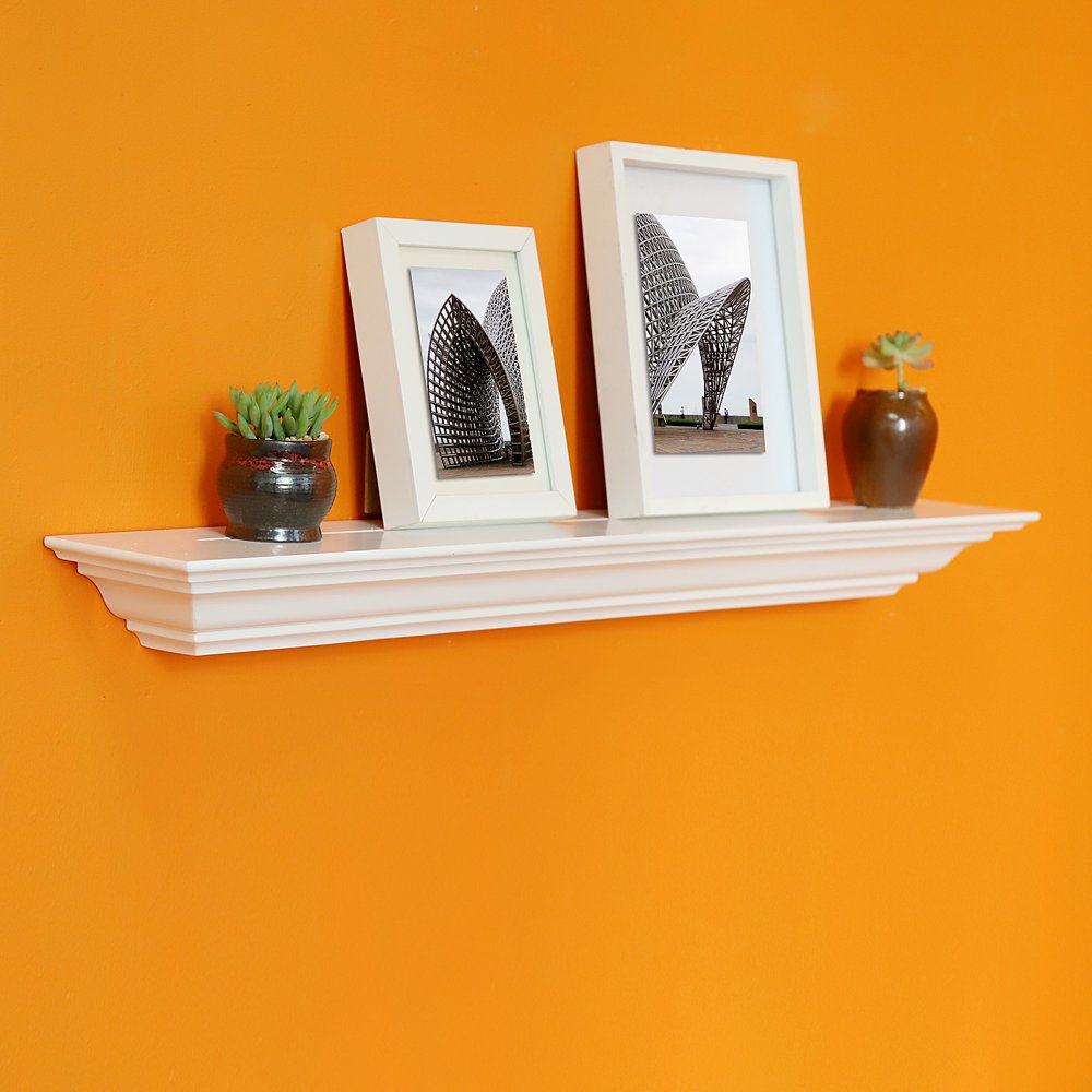 WELLAND 24" Corona Crown Molding Floating Wall Shelf, White Walmart