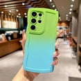 thumbnail image 3 of Compatible with Samsung Galaxy S24 Ultra Phone Case 6.8" Cute Gradient Color Curly Wave Frame Camera Lens Cover Protective Shockproof Bumper Soft Silicone Phone Cover (Green Blue), 3 of 12