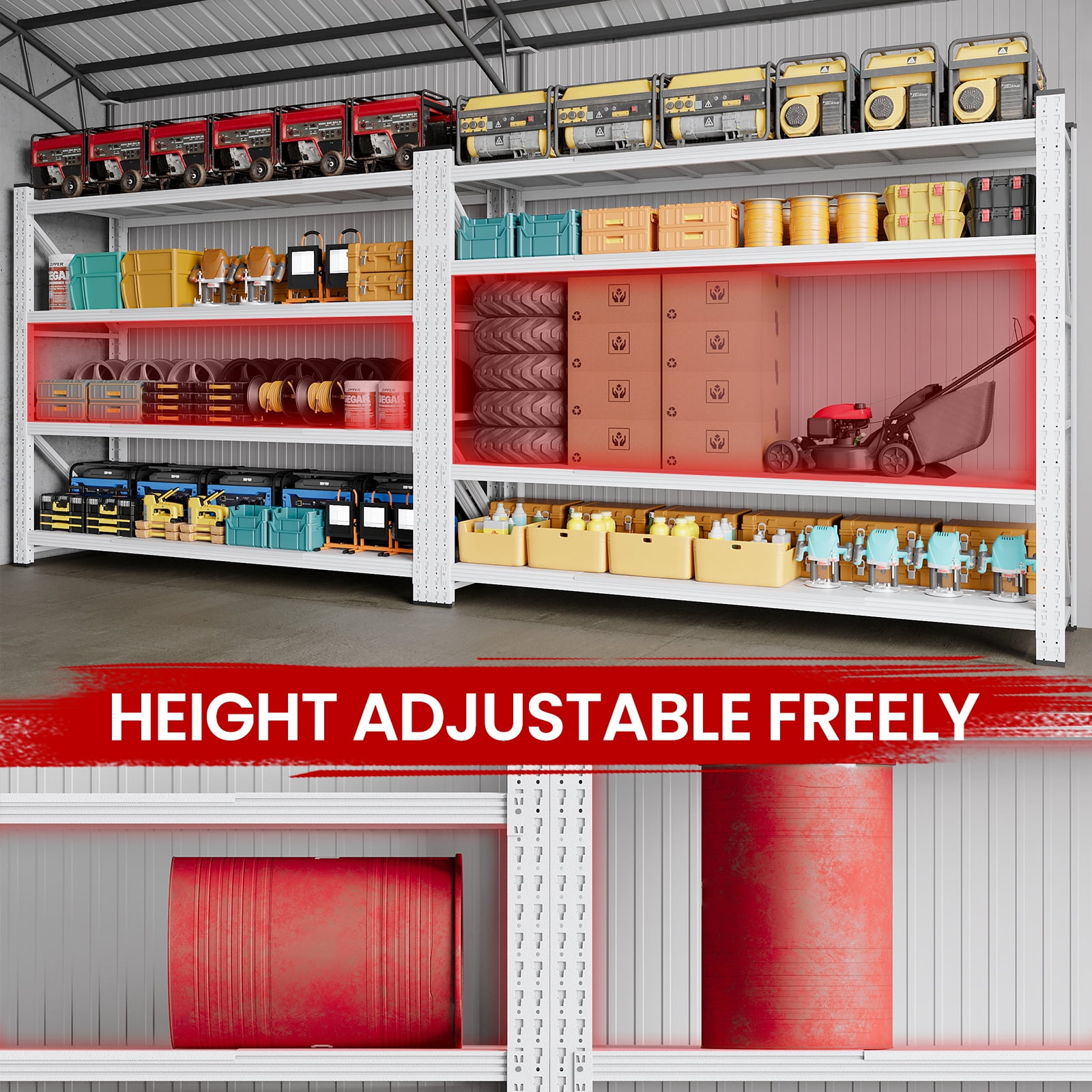 AUHUP 4-Tier Garage Storage Shelves 7000LBS Heavy Duty Metal Shelving 79" W Shelving Unit for Warehouse,Basement Industrial,Commercial Utility Rack Shelf, White, 79"H x 79"W x 24"D