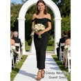 thumbnail image 6 of Womens 2026 Summer Off The Shoulder Dress Ruched Bodycon Sleeveless Split Cocktail Party Maxi Dresses, 6 of 8