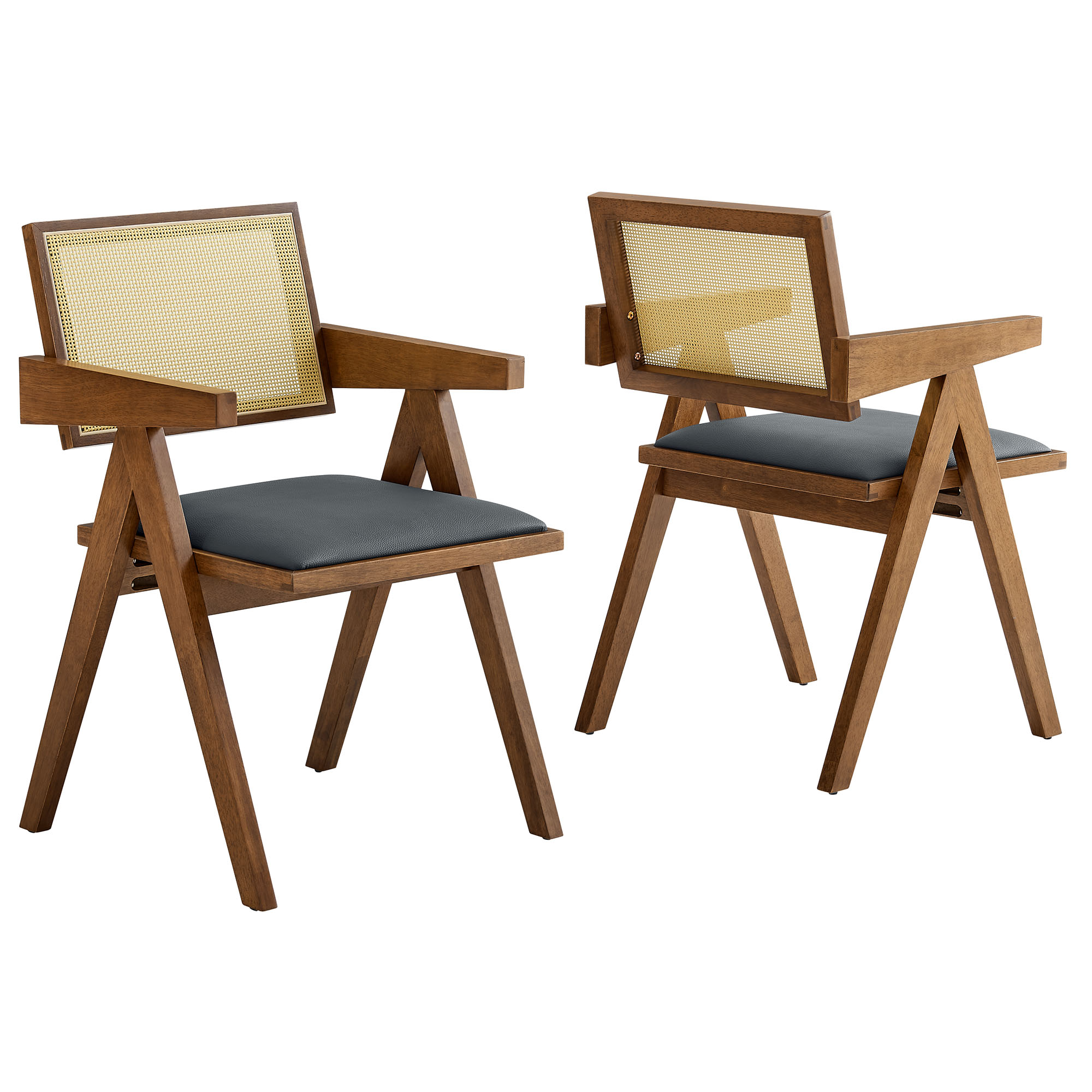 Thera Dining Armchairs Set of 2 in Walnut Black