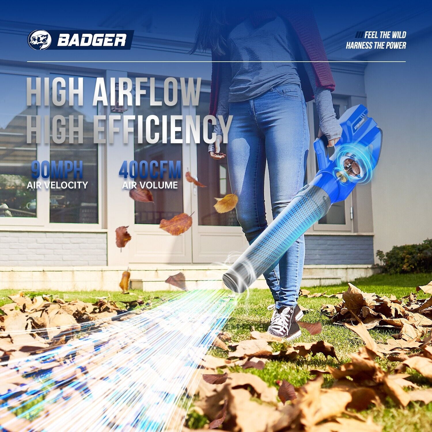 WILD BADGER POWER 40V Weed Wacker & Leaf Blower, Wheeled Edger Kit Electric with 2Ah Battery & Charger, String Trimmer