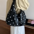 thumbnail image 3 of Hfppkn Polka Dot PU Leather Shoulder Bag Large Capacity Casual Tote Handbag for Commuting 49x10x28cm Black, 3 of 7