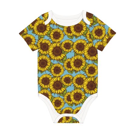 

Coaee Sunflowers for Soft Cotton Baby Short-Sleeve Bodysuit Baby Girls Boys Bodysuit Romper