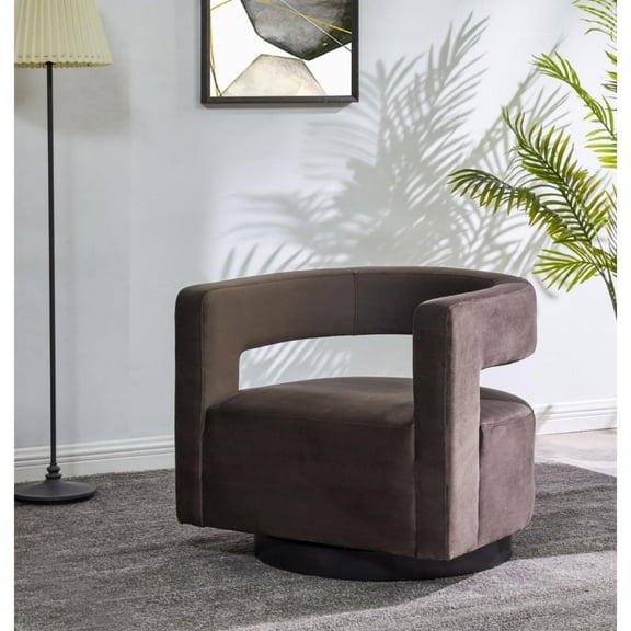 SAFAVIEH Couture Edgar Modern Velvet Solid Swivel Armchair, Dark Brown