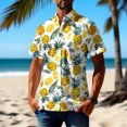 thumbnail image 3 of Beach Shirt Men's Hawaiian Shirt Short Sleeve Button Tropical Shirt Casual,Yellow,XXXXXL, 3 of 5