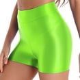 thumbnail image 2 of iixpin Women's Clossy Nylon Compression Tummy Control Workout Athletic Exercise Short Pants Fluorescent Green XL, 2 of 7